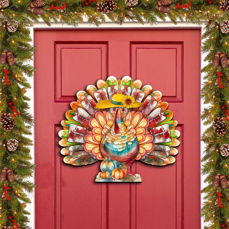 Thanksgiving Turkey Holiday Door Decor  by G. Debrekht – Thanksgiving Halloween Decor  – 8611055H