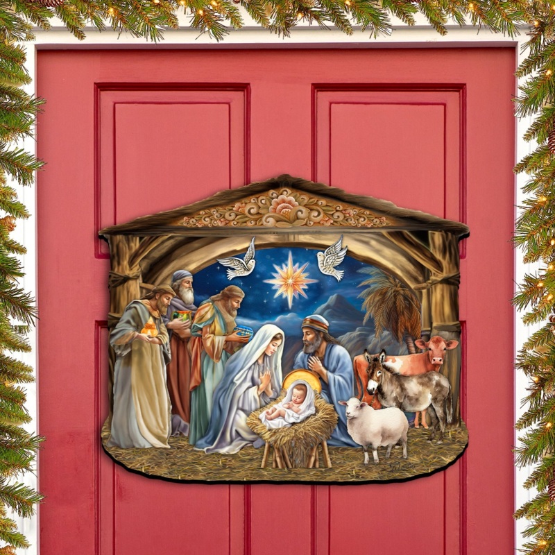The Birth of Jesus Nativity Scene Holiday Door Decor by G. Debrekht – Nativity Holiday Decor – 8652761H