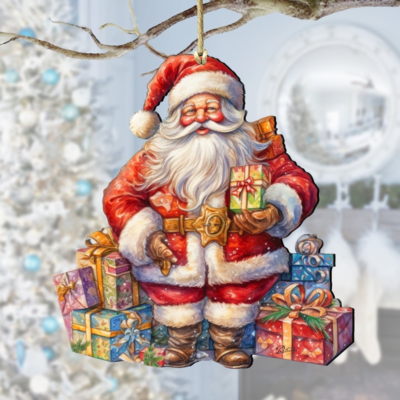 The Joy of Giving Wooden Ornaments by G. Debrekht Christmas Santa Snowman Decor – 8611081