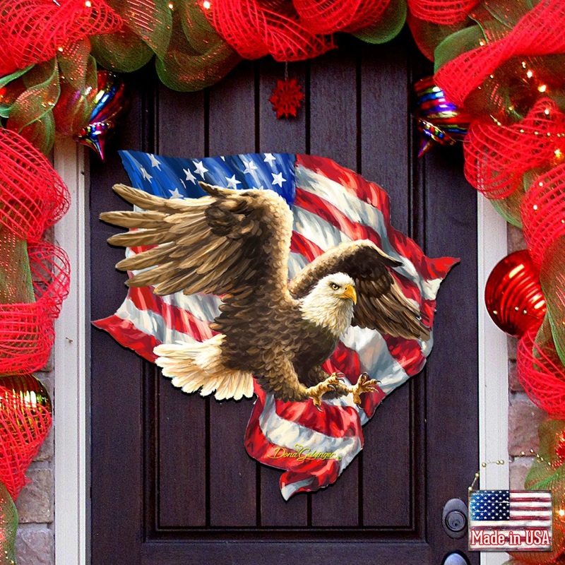 American Liberty Eagle Holiday Door Decor by D. Gelsinger – American Christmas Decor – 8461052H-1432