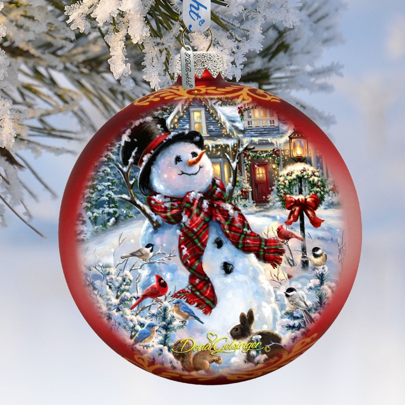 An Old-Fashioned Christmas Glass Ornament Limited Edition by D. Gelsinger – Christmas Santa Snowman Decor – 73893-1563