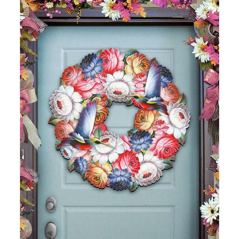Birdy Floral Holiday Door Wreath by G. DeBrekht – Easter Spring Decor – 8185312H