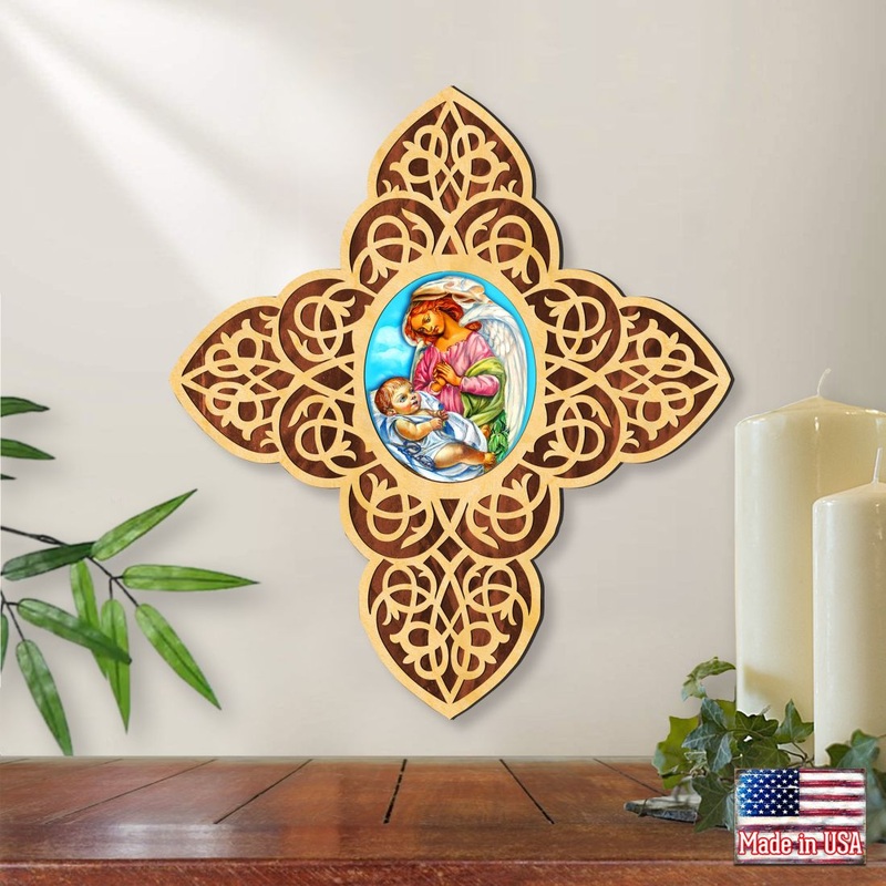 Blessing Angel Filigree Wooden Cross by Museum Icons – Inspirational Icon Decor – 88428
