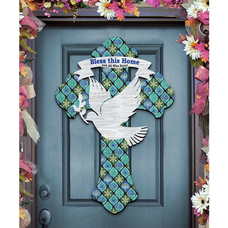 Blessings Cross Easter Door Decor by G. DeBrekht – Easter Spring Decor – 8191163H