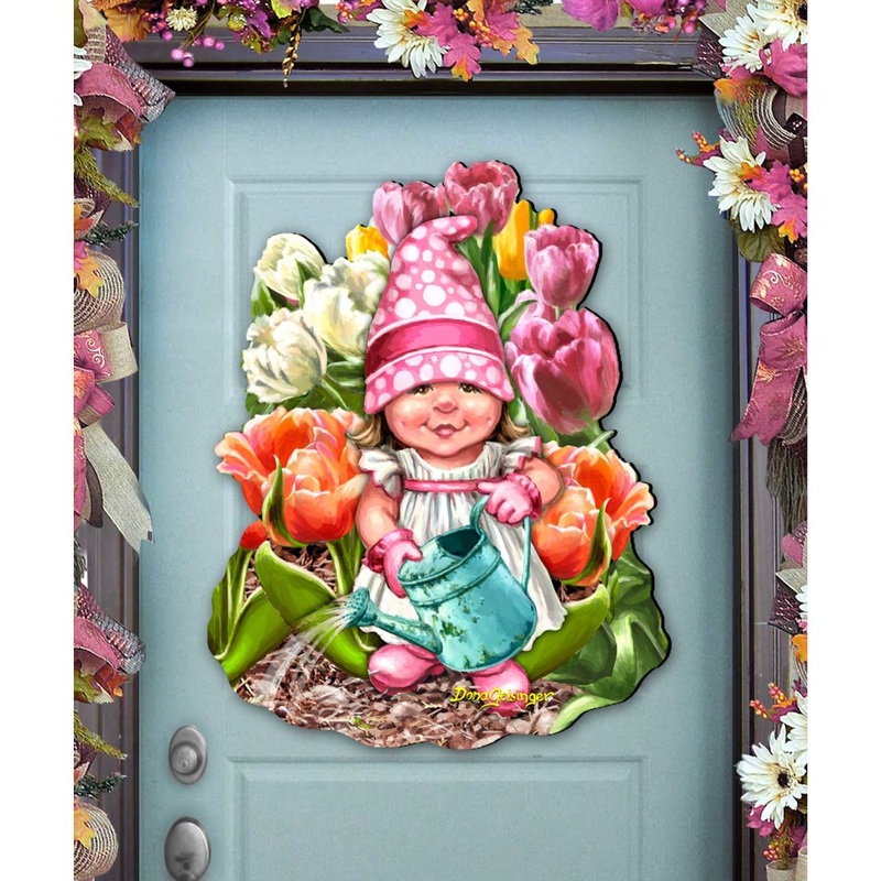 Blossom Gnome Easter Wreath Door Decor by D. Gelsinger – Easter Spring Decor – 8461063H-DG