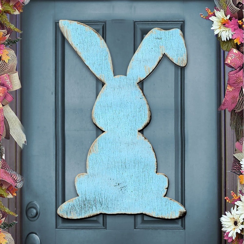 Blue Bunny Rabbit Easter Door Decor – Easter Spring Decor – 981342H