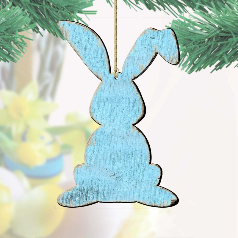 Blue Bunny Wood Ornaments Pair G. DeBrekht – Designocracy – 81991343-S2