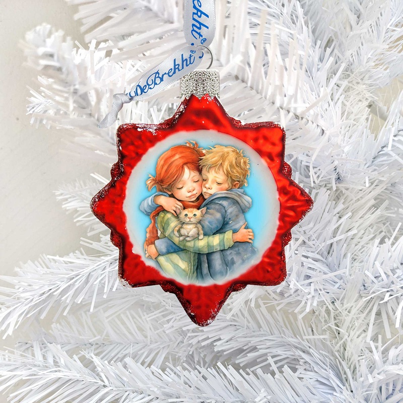 Brother and Sister Mercury Glass Ornaments by G. Debrekht – Christmas Decor – 776011