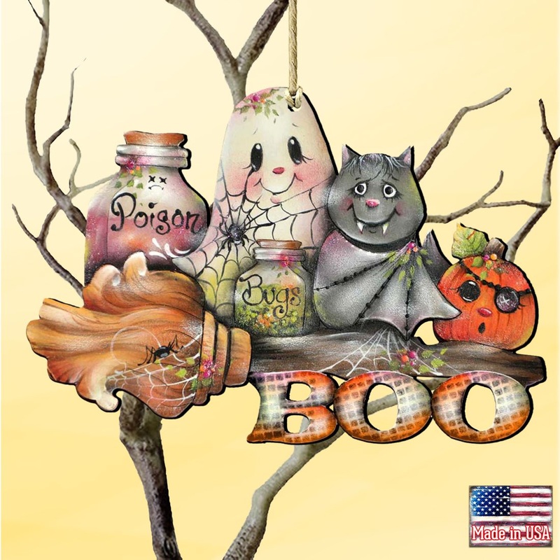 Brunhilda’s Broom! Wooden Ornaments by Jamie Mills-Price – Thanksgiving Halloween Decor – 8457411
