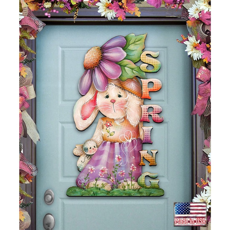 Bunny Decorative Easter Door Decor by Jamie Mills-Price – Easter Spring Decor – 8457604H