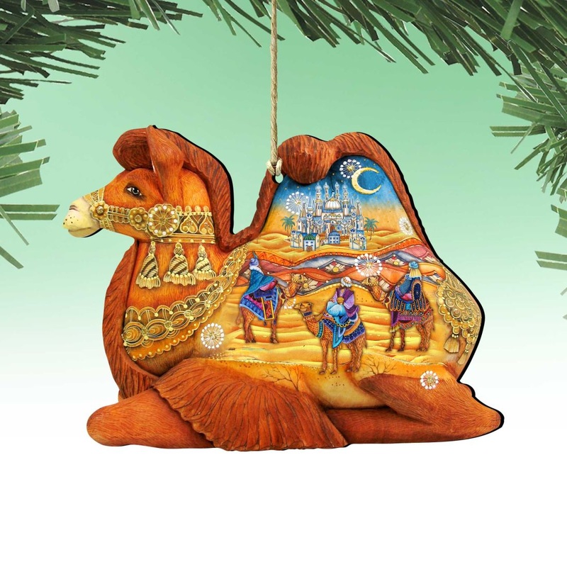 Camel Three Kings Nativity Wooden Ornaments by G. DeBrekht – Nativity Holiday Decor – 8126519