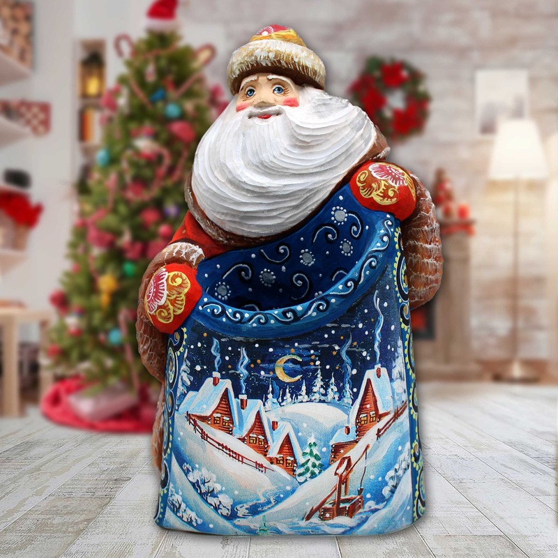 Christmas Night Santa Hand-Painted WOODCARVED Masterpiece Figurine by G. DeBrekht – Christmas Decor – 8203024 *** PRE-ORDER – Handmade Just for You! ***