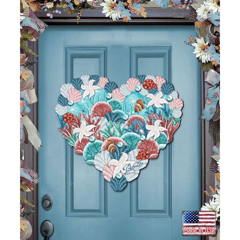 Coastal Heart Door Decor by G. DeBrekht – Coastal Holiday Decor – 8198737H