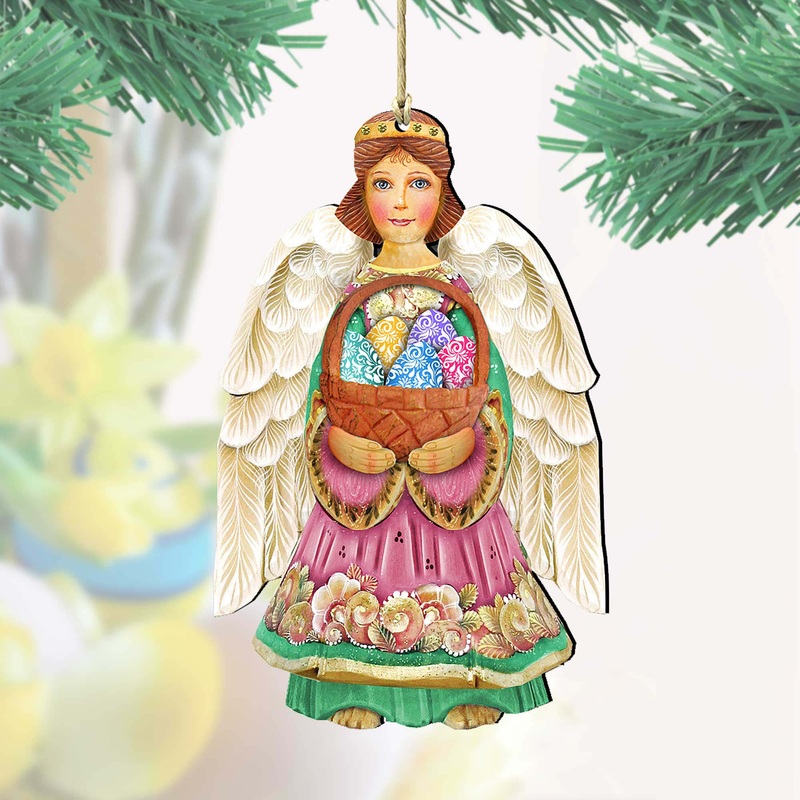Easter Angel Wooden Ornaments by G. DeBrekht – Easter Spring Decor – 8154153
