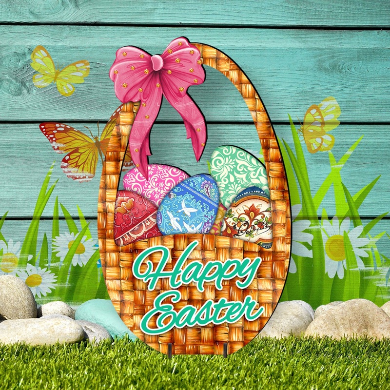 Easter Basket Outdoor Scene  by G. DeBrekht – Easter Spring Decor – 8185309F
