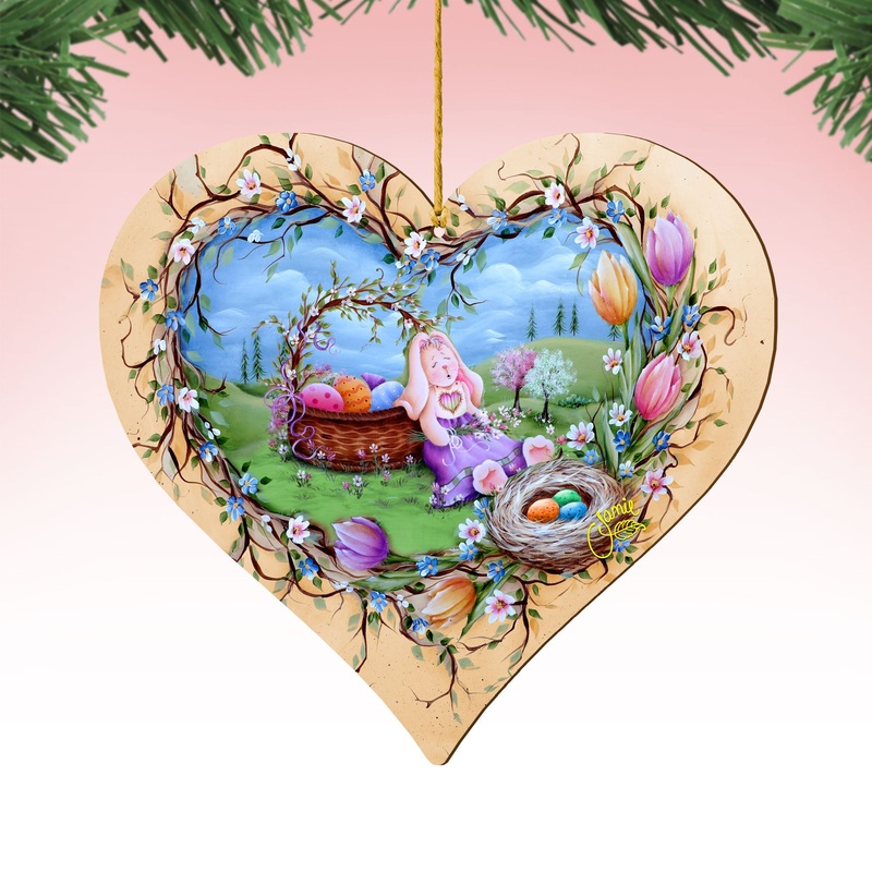 Easter Bunny Nap Wooden Ornaments by Jamie Mills-Price – Easter Spring Decor – 8457706-MP