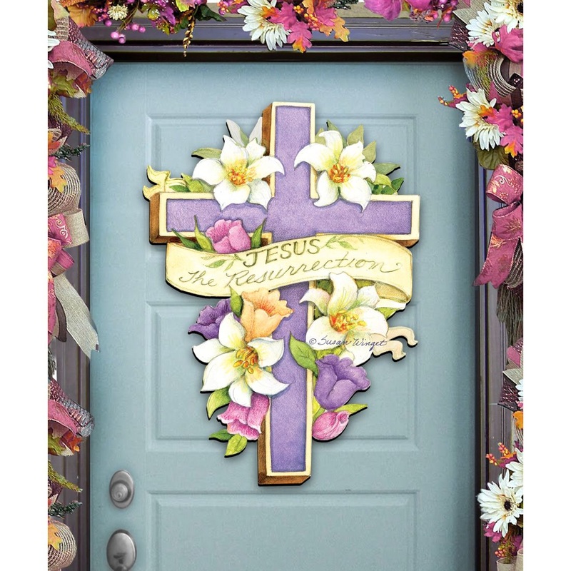 Easter Cross He is Risen Door Decor by Susan Winget – EasterSpring Decor – 8471303H-SW