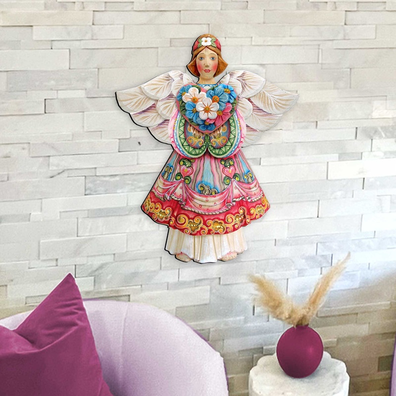 Flower Heart Angel of Love Door Hanger Wall Art by G. DeBrekht – Love Family Kids Decor – 8155412H