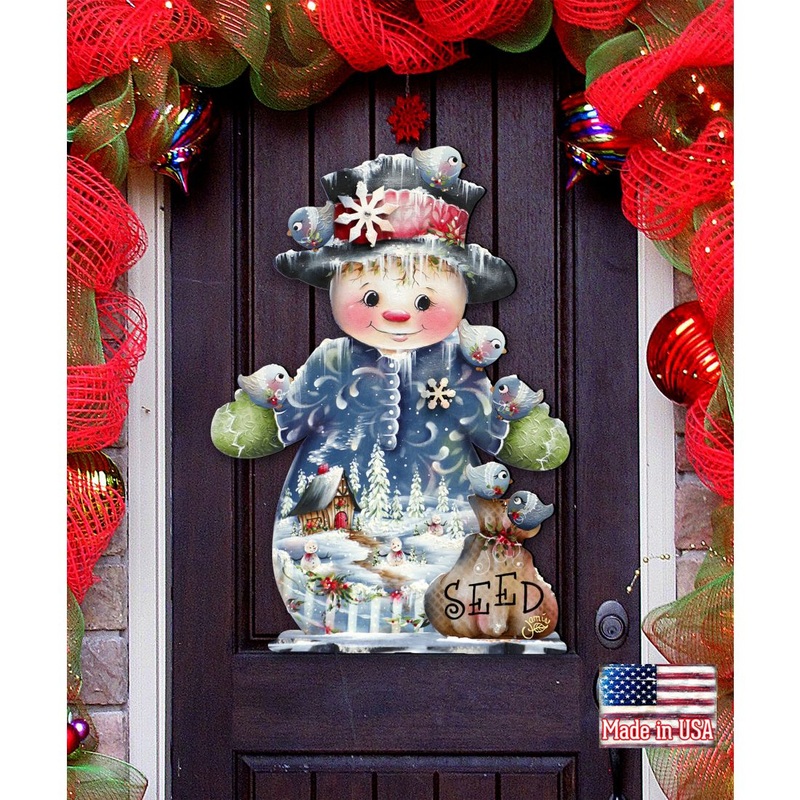 Freezing Friends (Frosting Sparkle) Door Decor by Jamie Mills-Price – Christmas Santa Snowman Decor – 8457511H