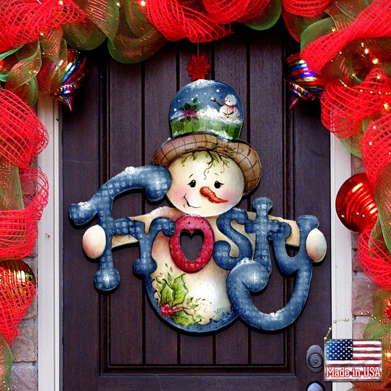 Frosty Christmas Door Decor by Jamie Mills-Price – Christmas Santa Snowman Decor – 8457505H
