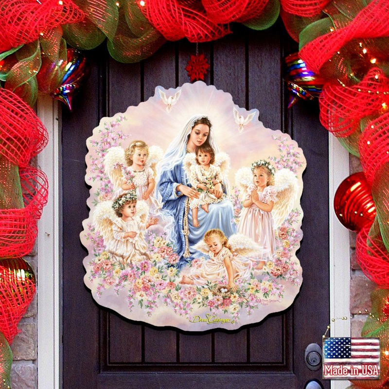 Gift of Love Angel Wreath Door Decor by D. Gelsinger – Nativity Holiday Decor – 8461031H-0108