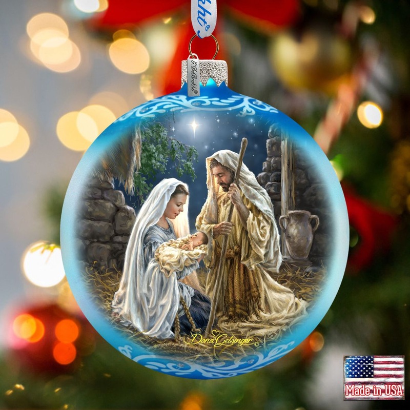 Glory to God Glass Ornament by D. Gelsinger – Nativity Holiday Decor – 71156-1722