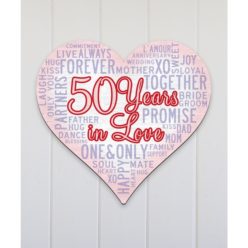 Golden Anniversary Heart Years in Love Holiday Door Decor by G. DeBrekht – Love Family Kids Decor – 8198736-3H