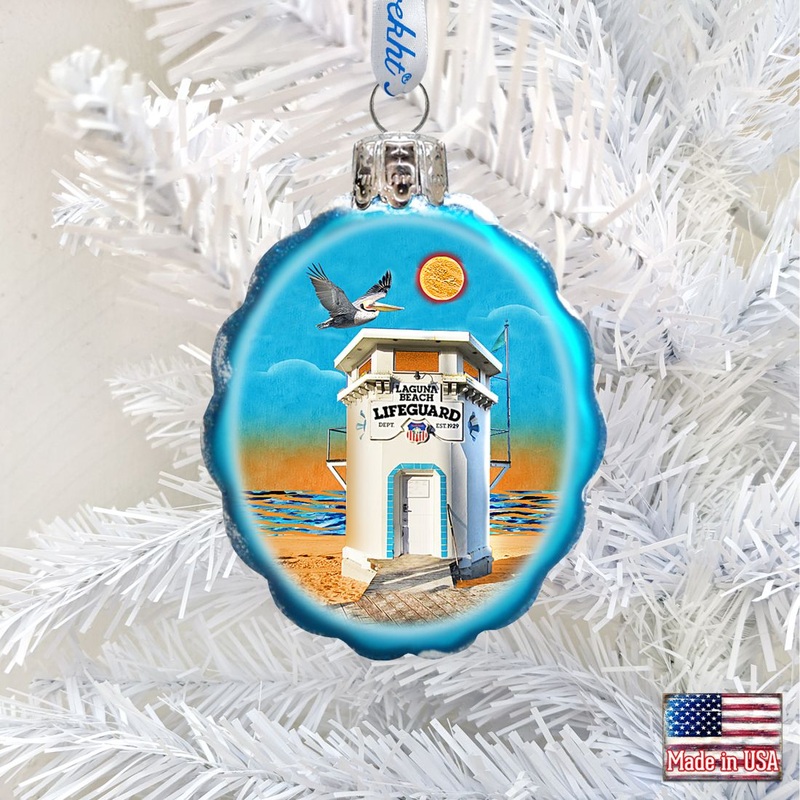 Laguna Beach Tower Mercury Glass Ornament by G. DeBrekht – Coastal Holiday Dcor – 777557