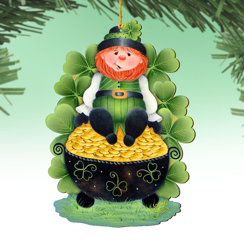 Lepricon’s Pot Full of Gold Wooden Ornaments by Jamie Mills-Price – Celtic Decor – 8457707-MP