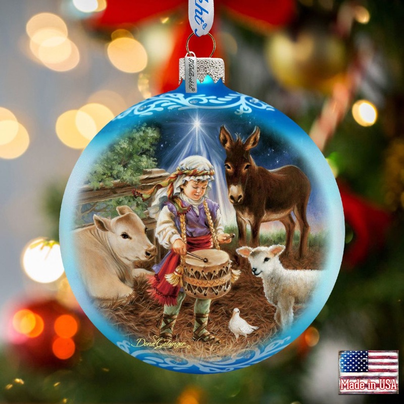 Little Drummer Boy Glass Ornament by D. Gelsinger – Nativity Holiday Decor – 71151-9720