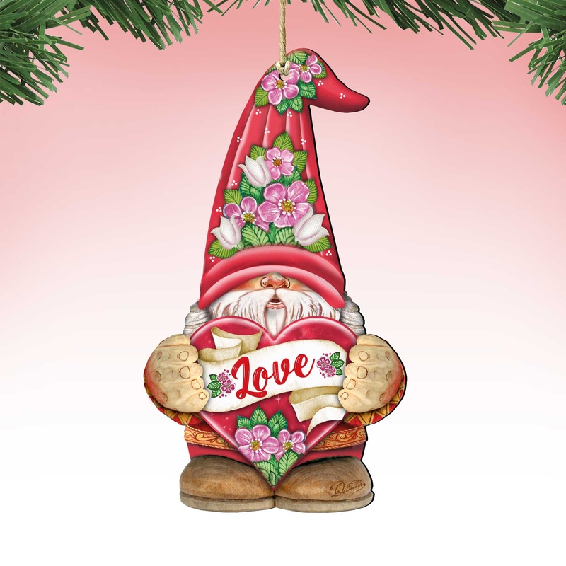 Love Gnome Wooden Ornaments by  – Love Family Kids Decor – 8611018-S2