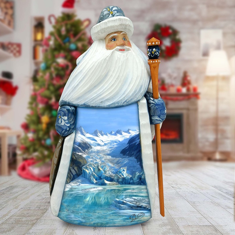 Majesty of the Glaciers Santa Hand-Painted WOODCARVED Masterpiece by G. DeBrekht – Wildlife Holiday Dcor – 8214884