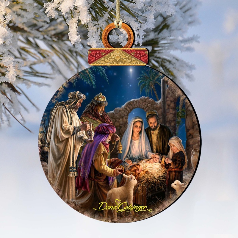 Miracle Nativity Wooden Ornaments by Gelsinger – Nativity Holiday Decor – 8021042-1201