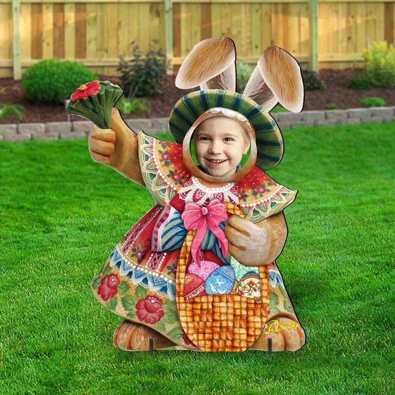 Mrs. Bunny Easter Face Easter Outdoor Scene  by G. DeBrekht – Easter Spring Decor – 8154421-2F