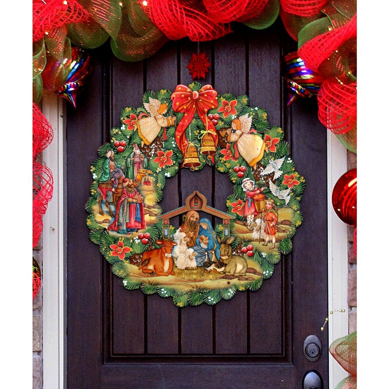 Nativity Holiday Door Wreath by G. DeBrekht – Nativity Holiday Decor – 8185314H