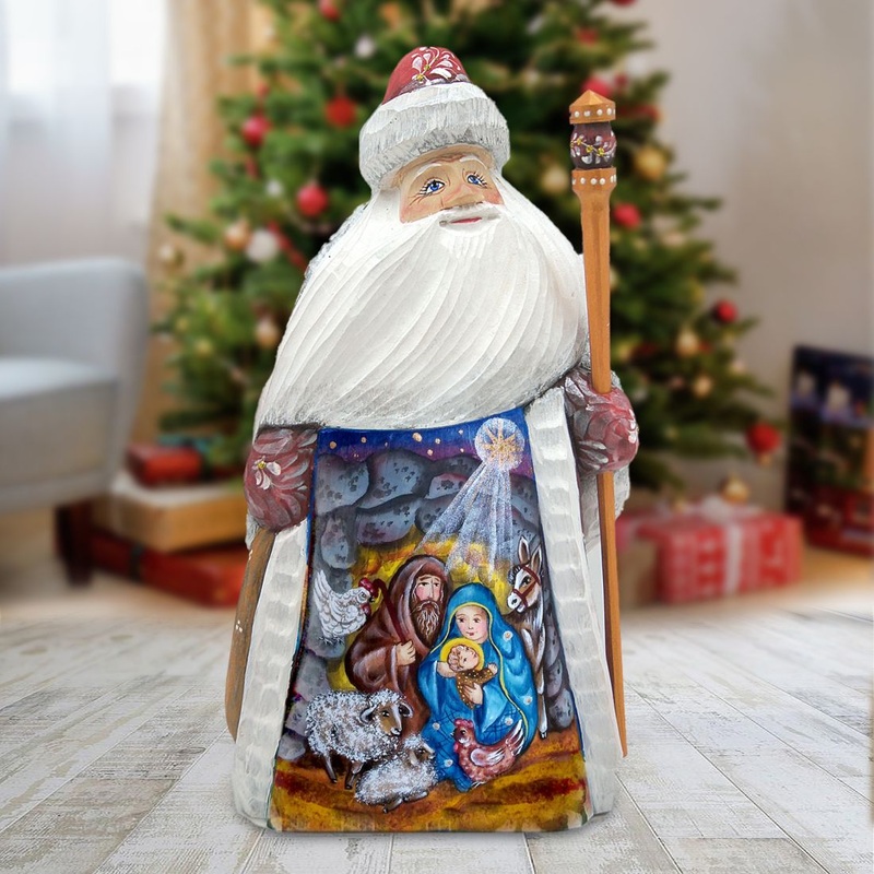 Nativity Santa Hand-Painted WOODCARVED Masterpiece by G. DeBrekht – Nativity Holiday Decor – 821461