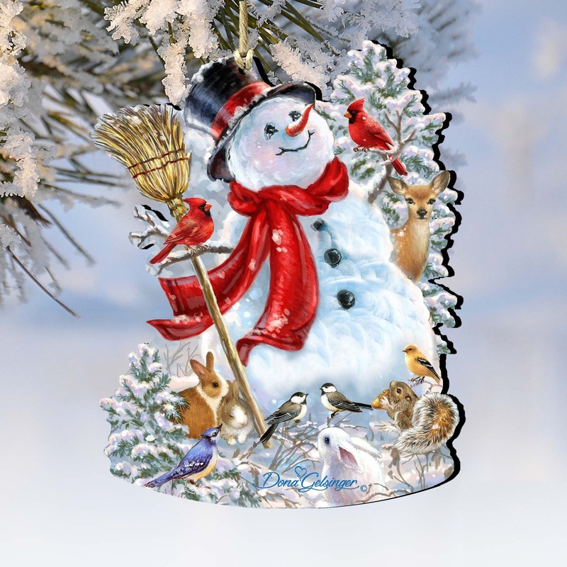 Old Worlds Snowman  Wooden Ornaments by Gelsinger – Christmas Santa Snowman Decor – 8161026-1624