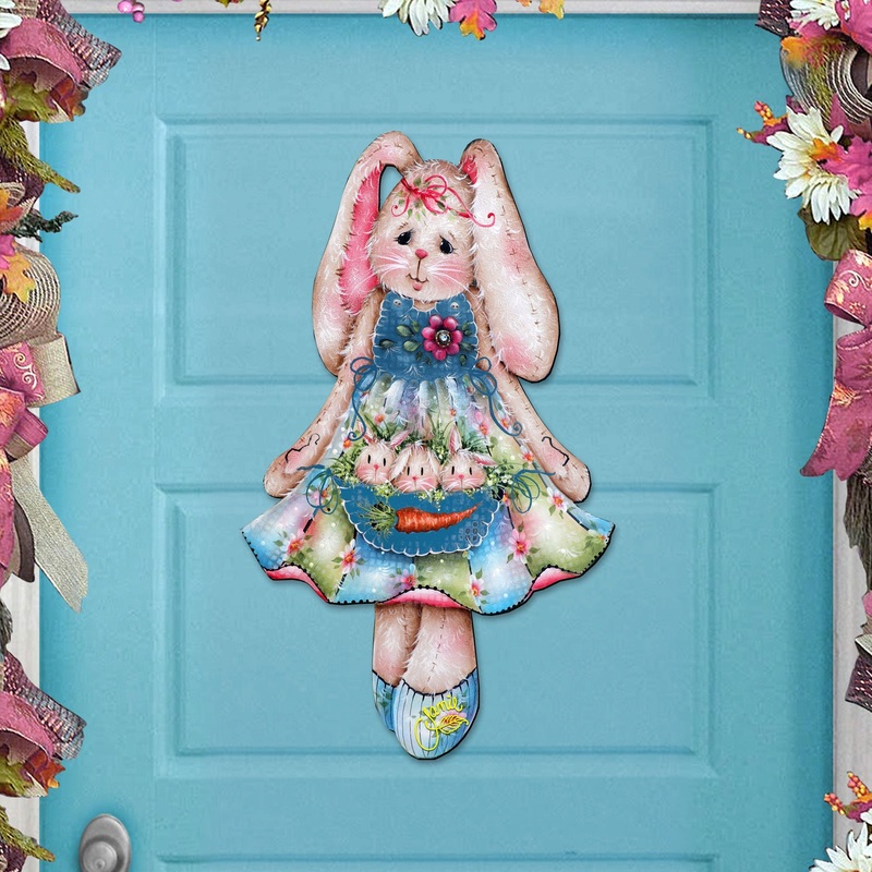 Pocketful of Bunnies Easter Door Decor by Jamie Mills-Price – Easter Spring Decor – 8457705H-MP
