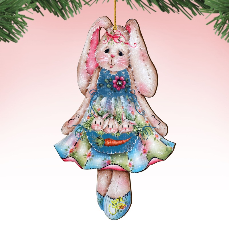 Pocketful of Bunnies Wooden Ornaments by Jamie Mills-Price – Easter Spring Decor – 8457705-MP