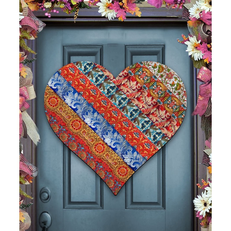 Quilted Heart Holiday Door Decor by G. DeBrekht – Love Family Kids Decor – 8198736H