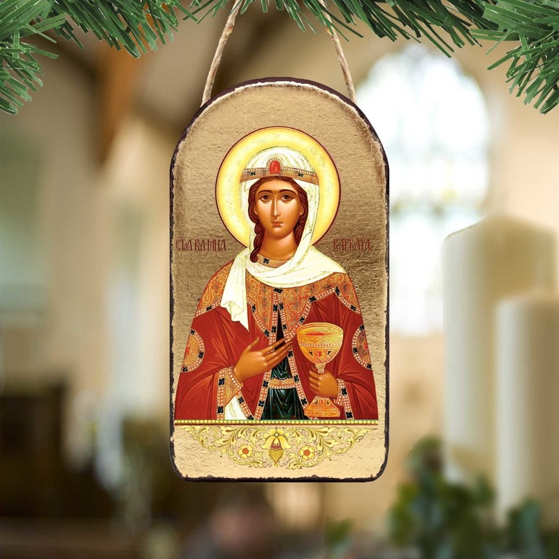 Saint Barbara Religious Orthodox Sacred Icon Ornament – Inspirational Icon Decor – 87038