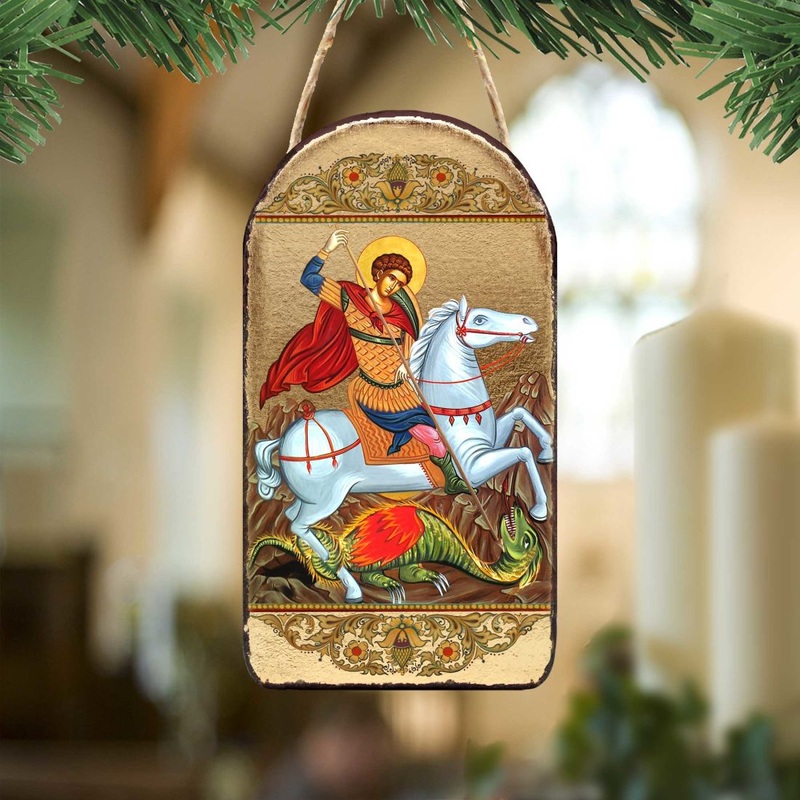 Saint George Religious Orthodox Sacred Icon Ornament – Inspirational Icon Decor – 87013