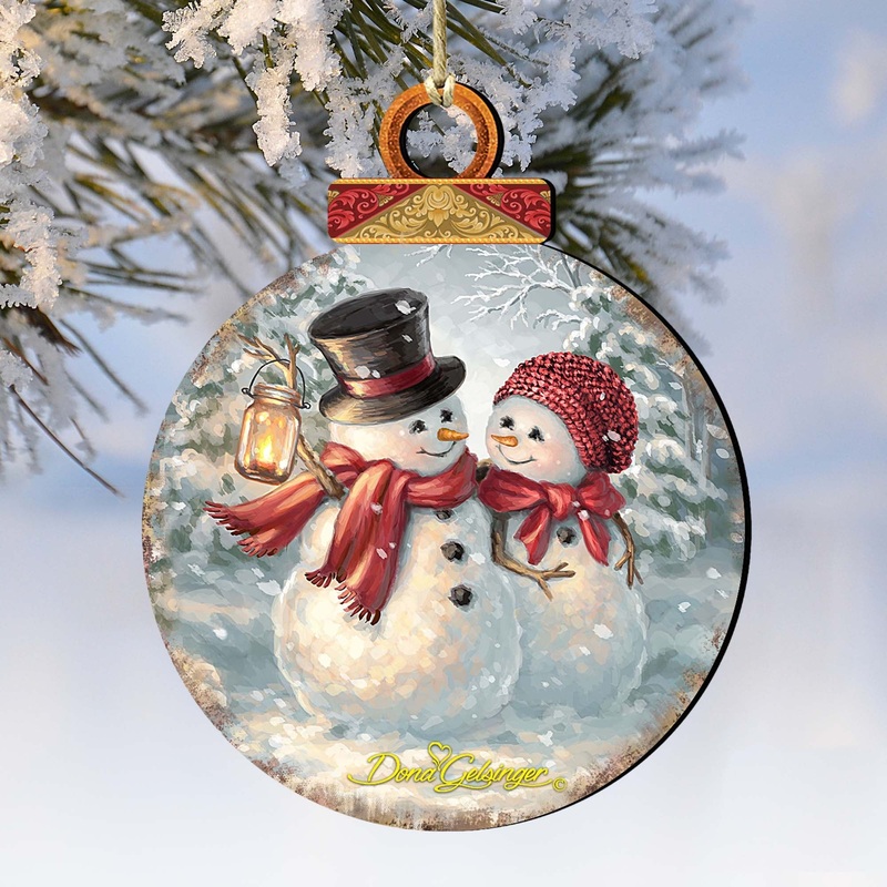 Snow Much in Love Couple Wooden Ornaments by Gelsinger – Christmas Santa Snowman Decor – 8021018-1708