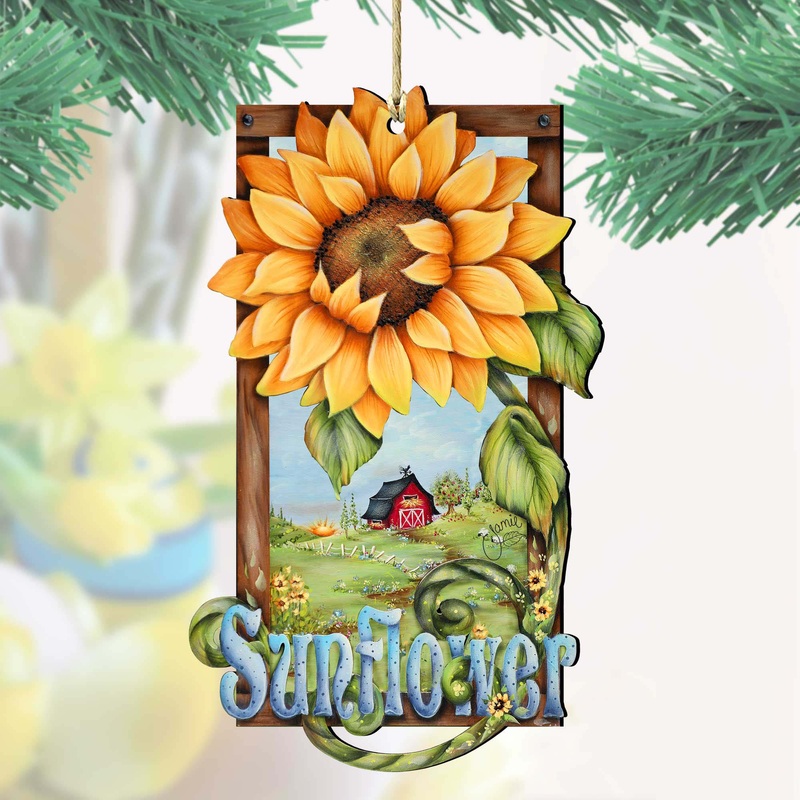 Sunflower Farms Wooden Ornaments by Jamie Mills-Price – Easter Spring Decor – 8457701