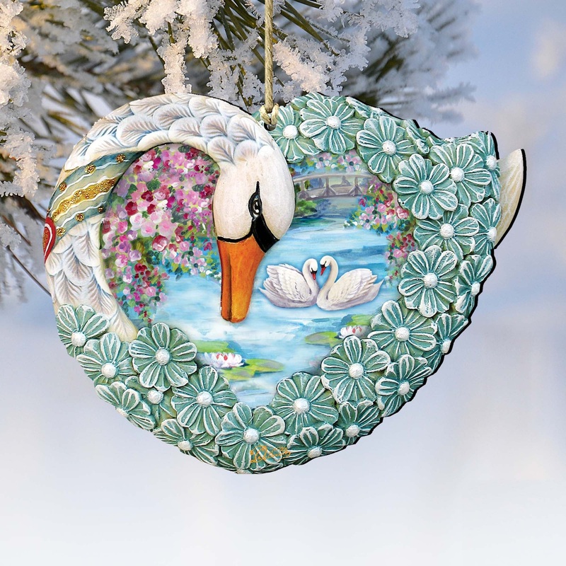 Swan Love Wooden Ornaments by G. DeBrekht – Love Family Kids Decor – 8185261