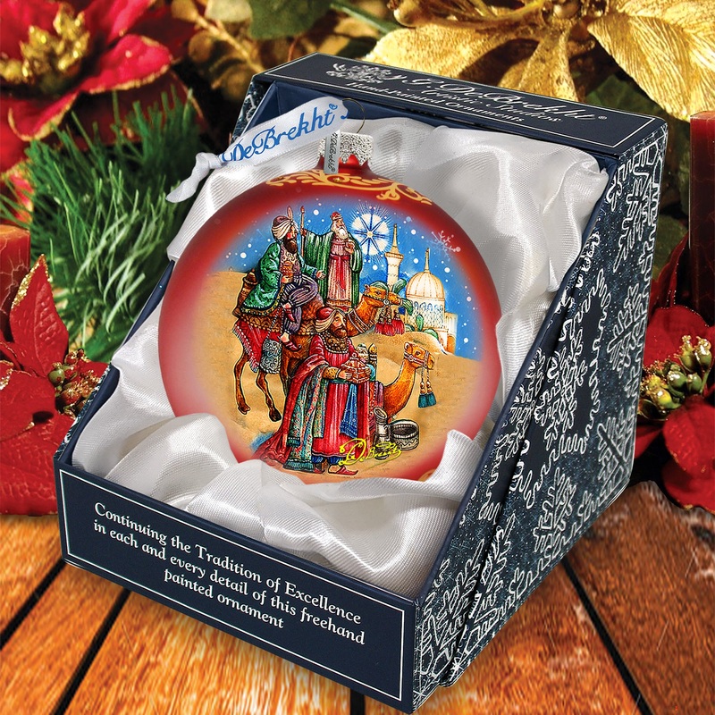 Three Kings Ball Glass Ornament by G. DeBrekht – Nativity Holiday Dcor – 73551
