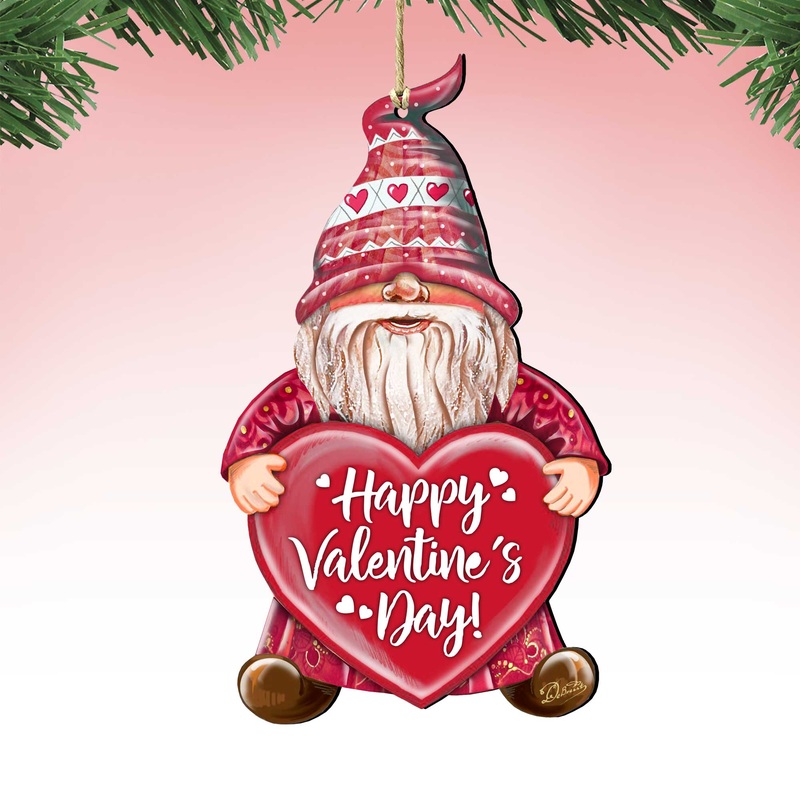 Valentine Gnome Wooden Ornaments by  – Love Family Kids Decor – 8611020-S2