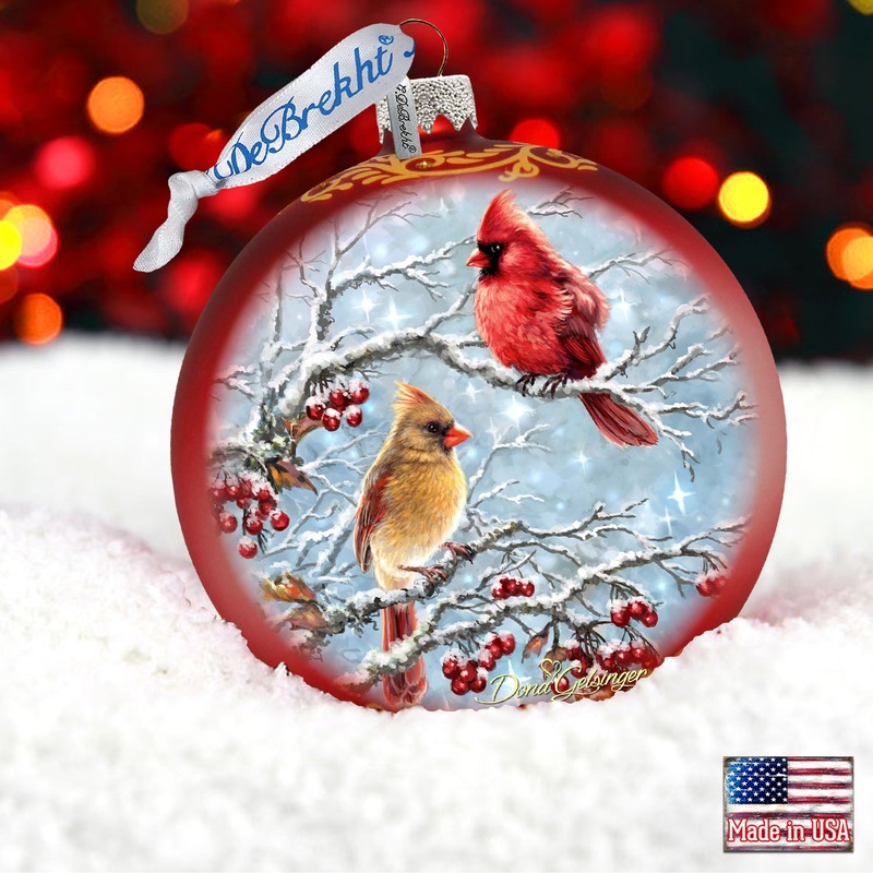 Winter Cardinals Glass Ornament by D. Gelsinger – Christmas Dcor – 71110-1843