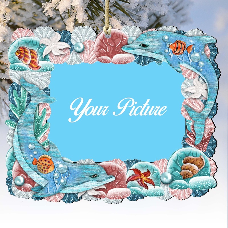 Dolphins Ornament Picture Frame Ornament for Photo by G. Debrekht – 8198519-2PF