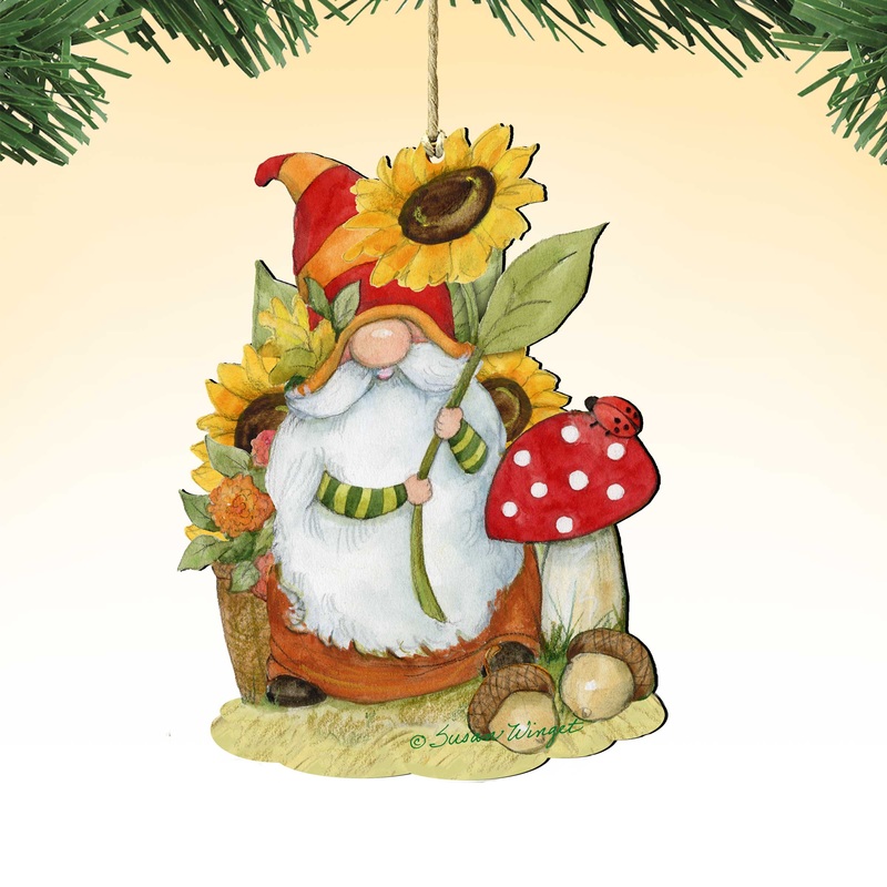 Fall Decoration Harvest Gnome Sunflower Gnome Handmade Gift Autumn Adornment Wooden Ornament by Susan Winget – 8471206-SW